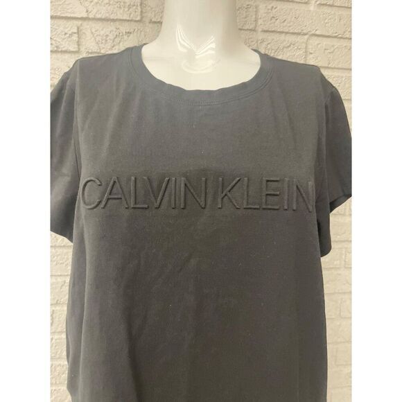 Calvin Klein Women Black Crew Neck Short Sleeve T-Shirt Size XL - Picture 3 of 9